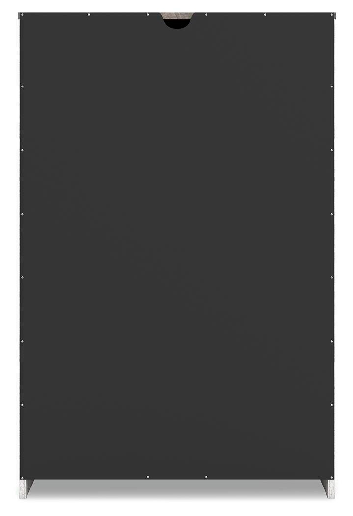 Shawburn Chest of Drawers in Whitewash/Charcoal Gray, back view