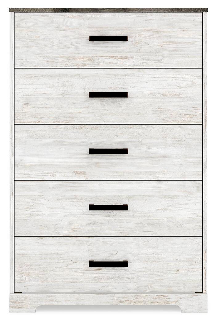 Shawburn Chest of Drawers in Whitewash/Charcoal Gray, front view