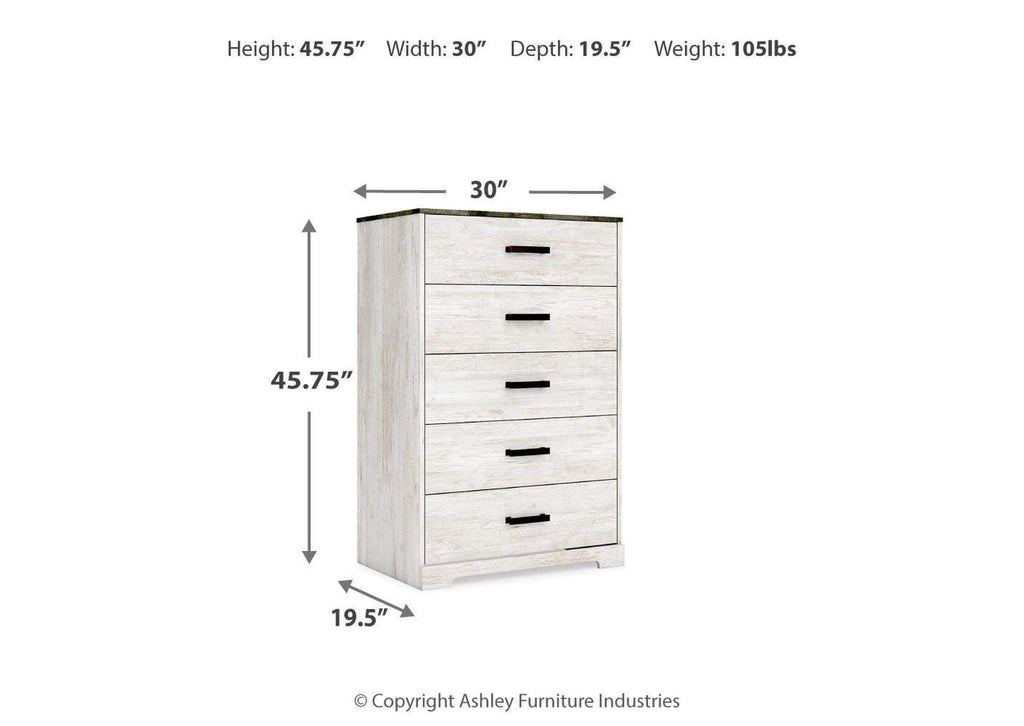 Shawburn Queen Panel Headboard with Dresser, Chest and Nightstand dimensions