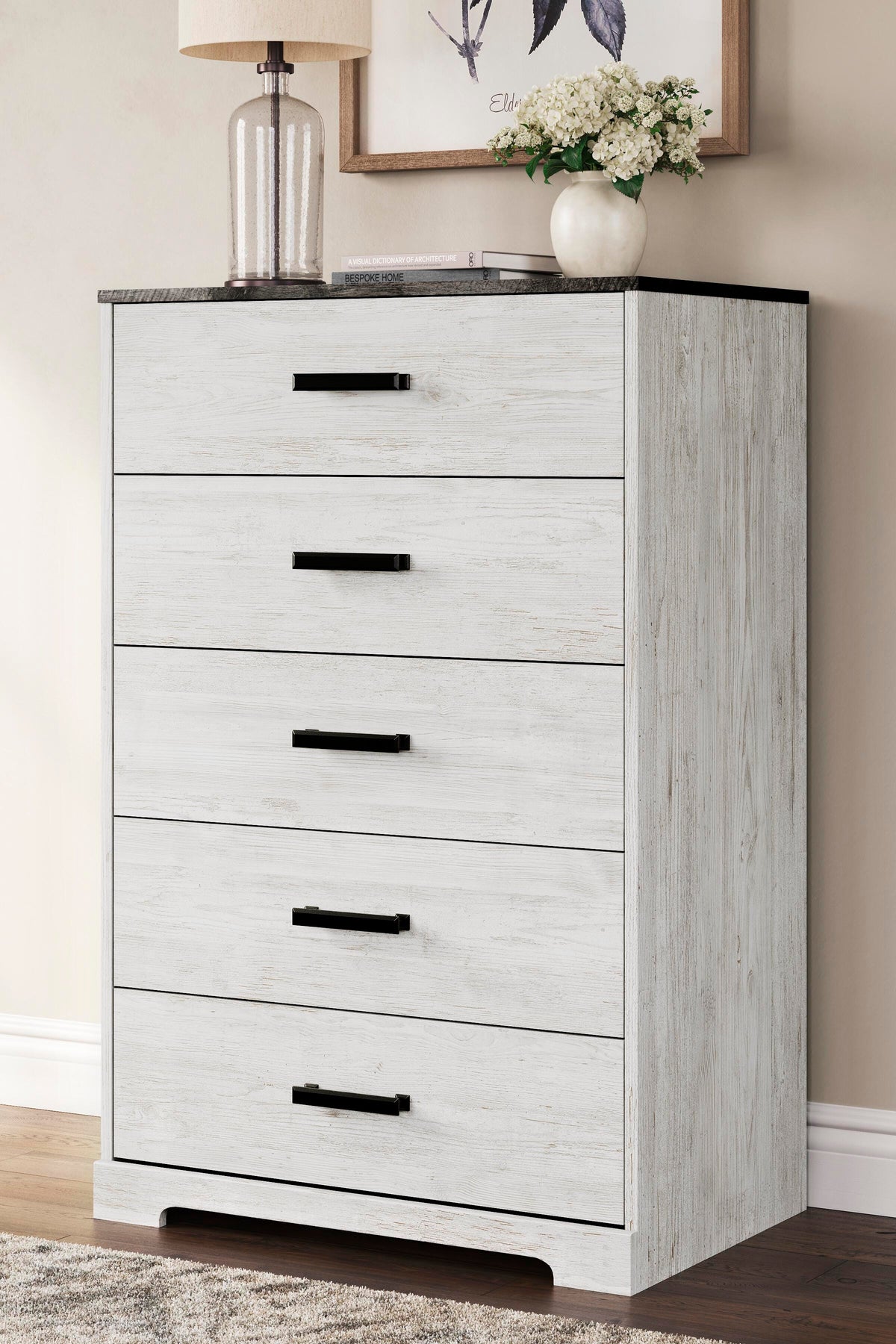 Shawburn Chest of Drawers in Whitewash/Charcoal Gray, alternate view 3