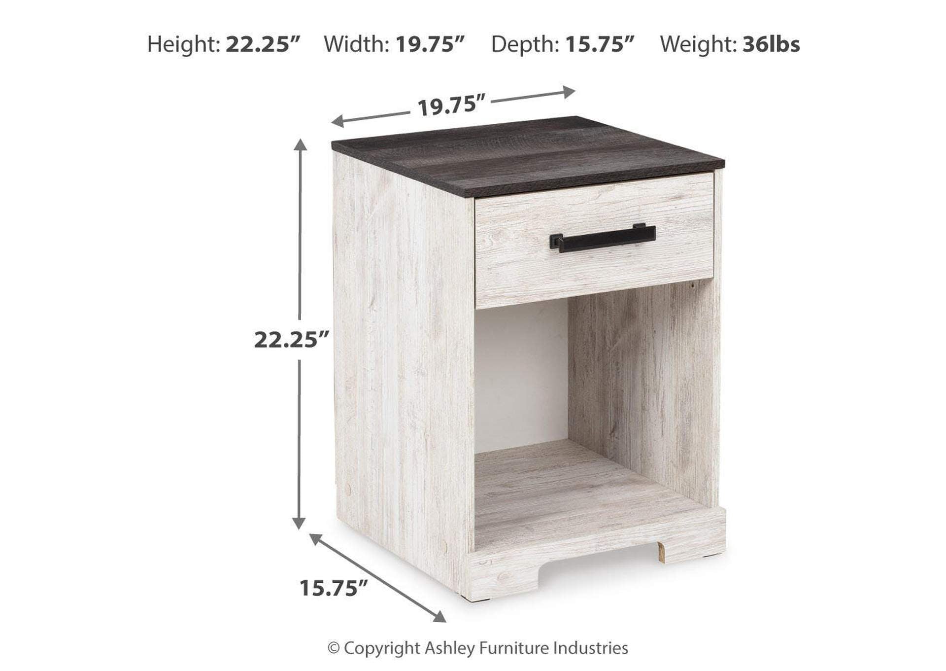 Shawburn Full Platform Bed with Dresser, Chest and Nightstand dimensions