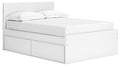 Onita Full Panel Platform Bed with 1 Side Storage in White, angle view