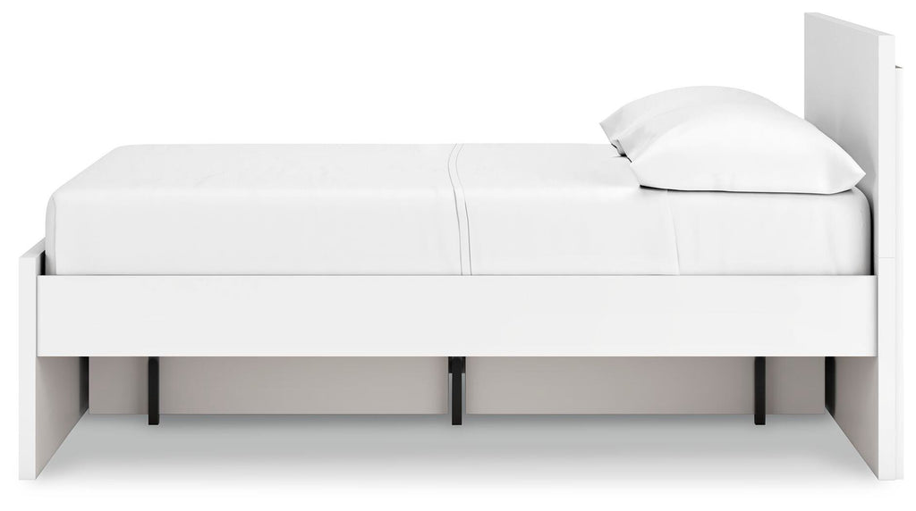 Onita Full Panel Platform Bed with 1 Side Storage in White, alternate side view