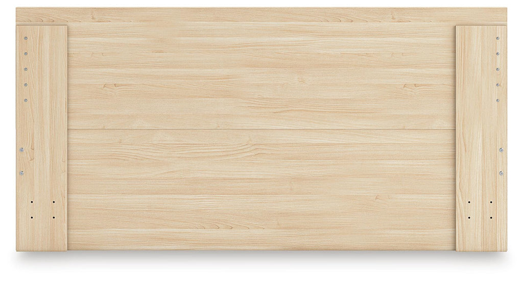 Onita King Panel Platform Bed with 1 Side Storage in Natural, back view