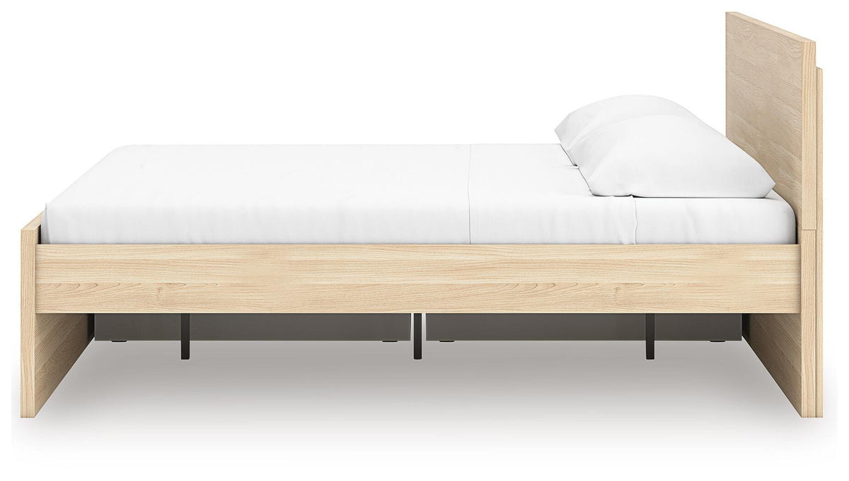 Onita King Panel Platform Bed with 1 Side Storage in Natural, alternate side view