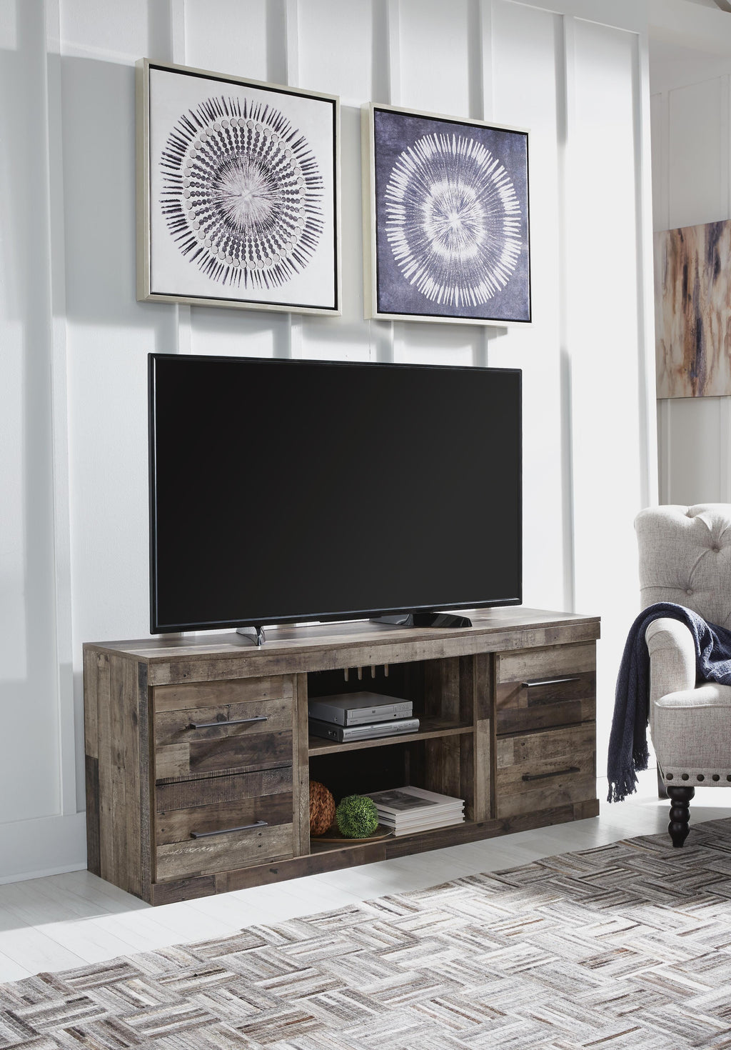 Derekson 60" TV Stand in Multi Gray, alternate view 3