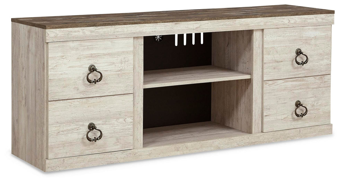 Willowton 60" TV Stand in Whitewash, closed view