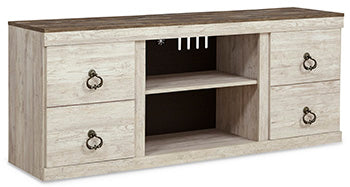 Willowton 60" TV Stand in Whitewash, closed view