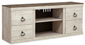 Willowton 60" TV Stand in Whitewash, closed view