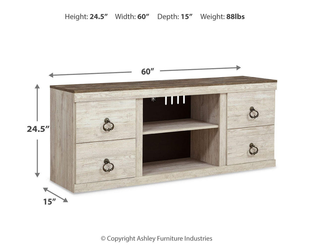 Willowton 60" TV Stand in Whitewash, alternate view 9