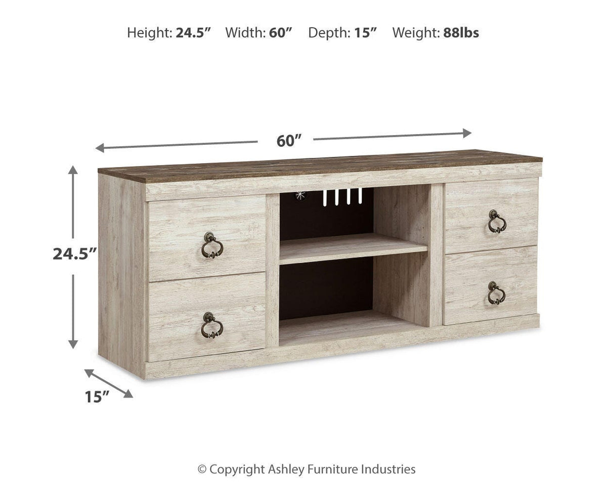 Willowton 60" TV Stand in Whitewash, alternate view 9