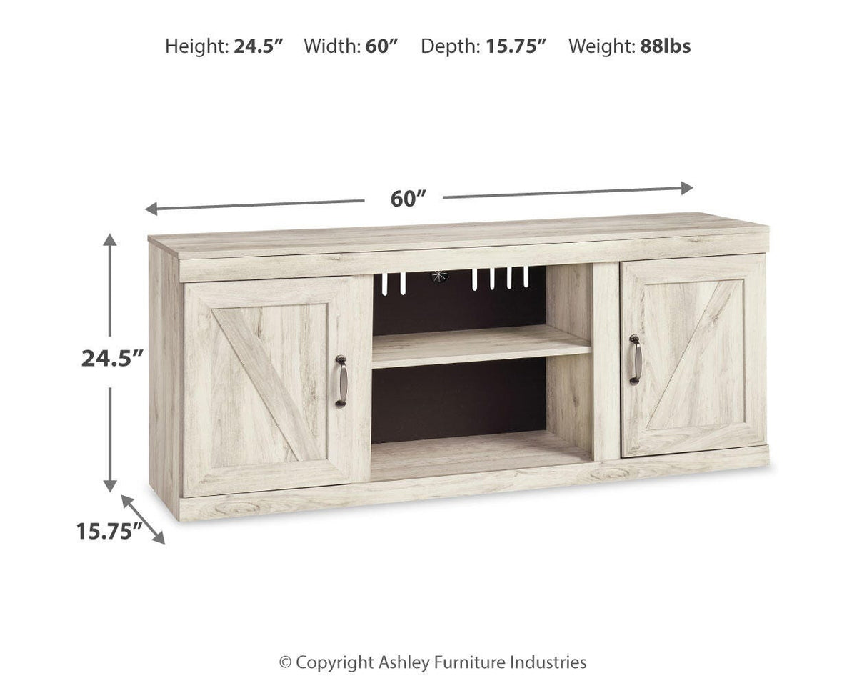 Bellaby 60" TV Stand in Whitewash, alternate view 9