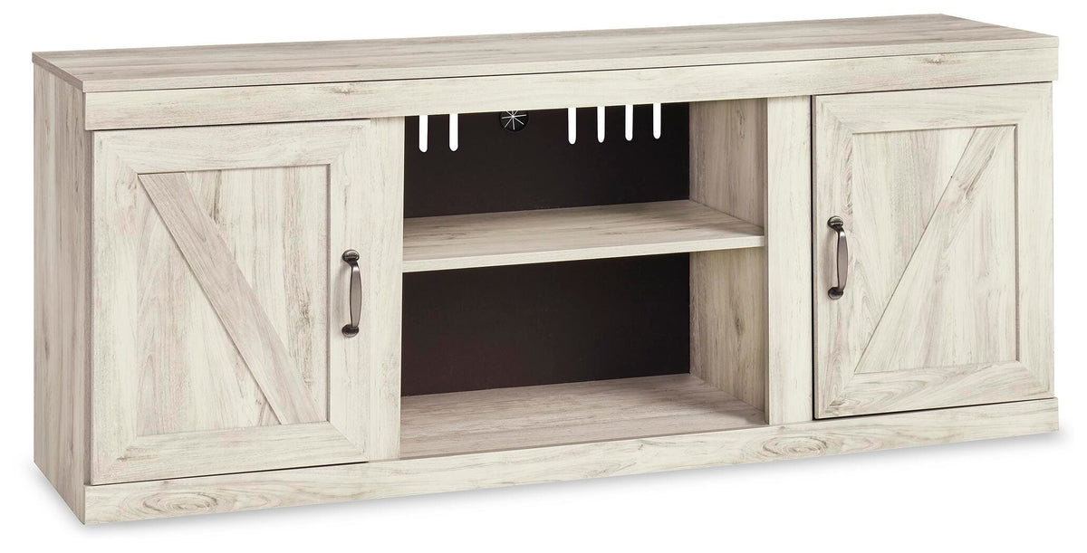 Bellaby 60" TV Stand in Whitewash, closed view