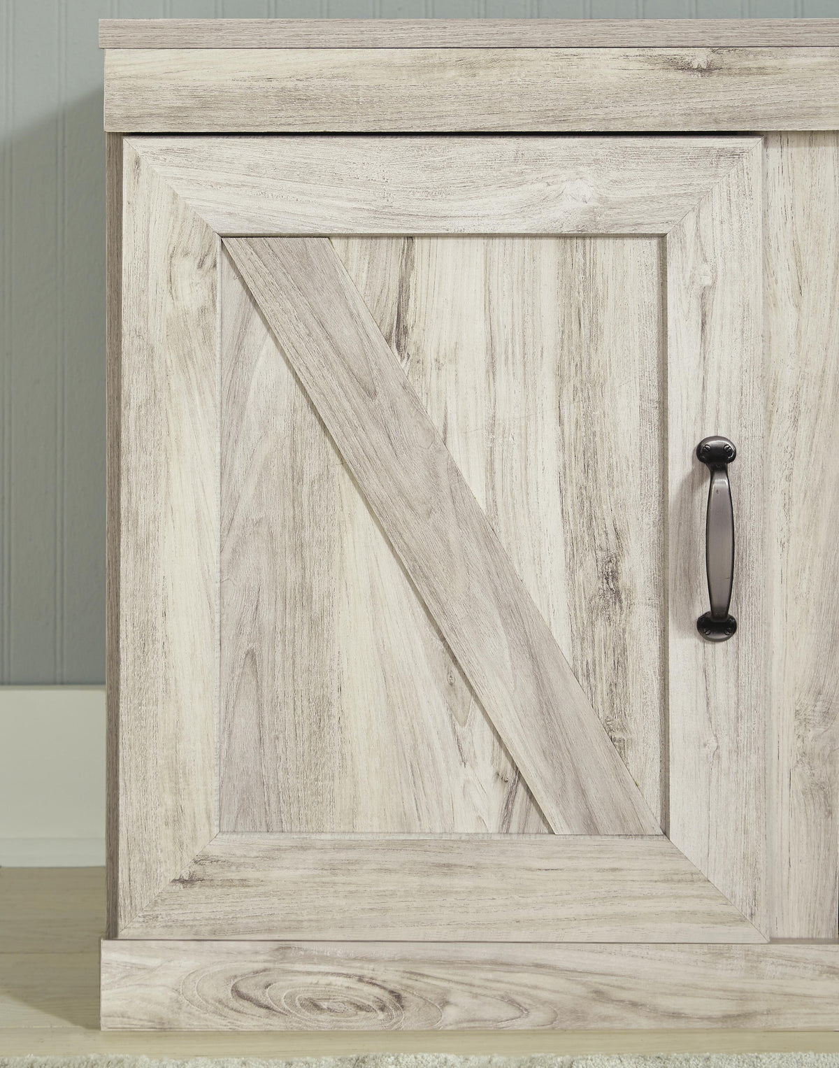 Bellaby 60" TV Stand in Whitewash, detail view
