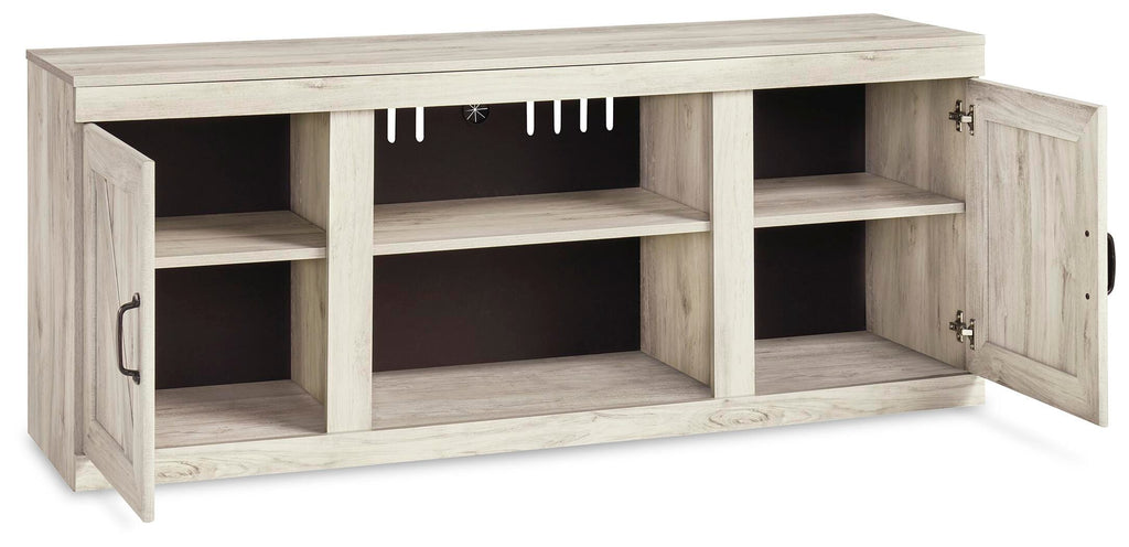 Bellaby 60" TV Stand in Whitewash, open view