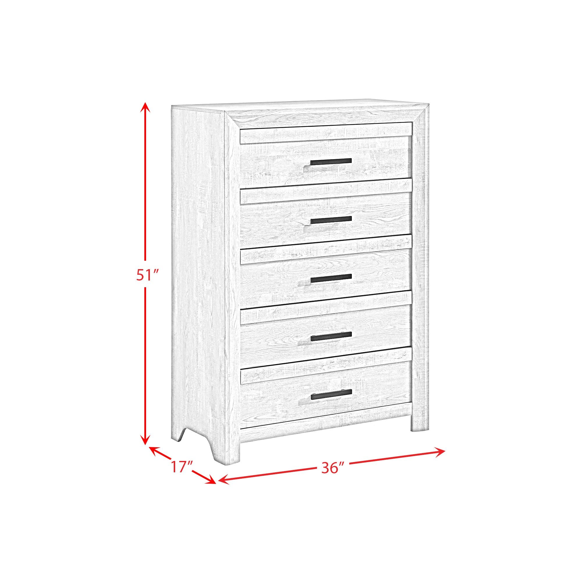 Eleanor 5-Drawer Chest In Mocha Grey