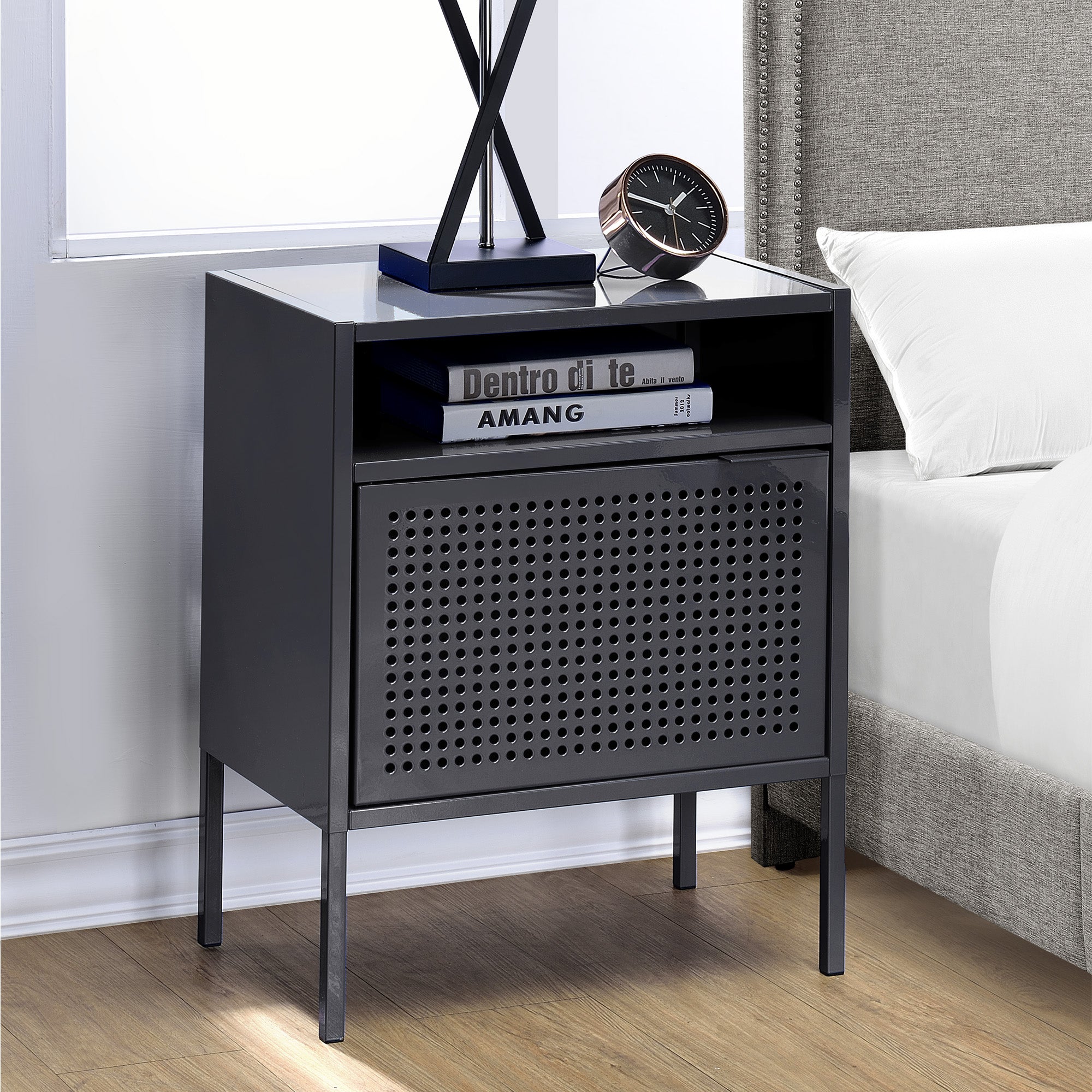Ember Nightstand (C-1094) Grey Nightstand W/ Usb