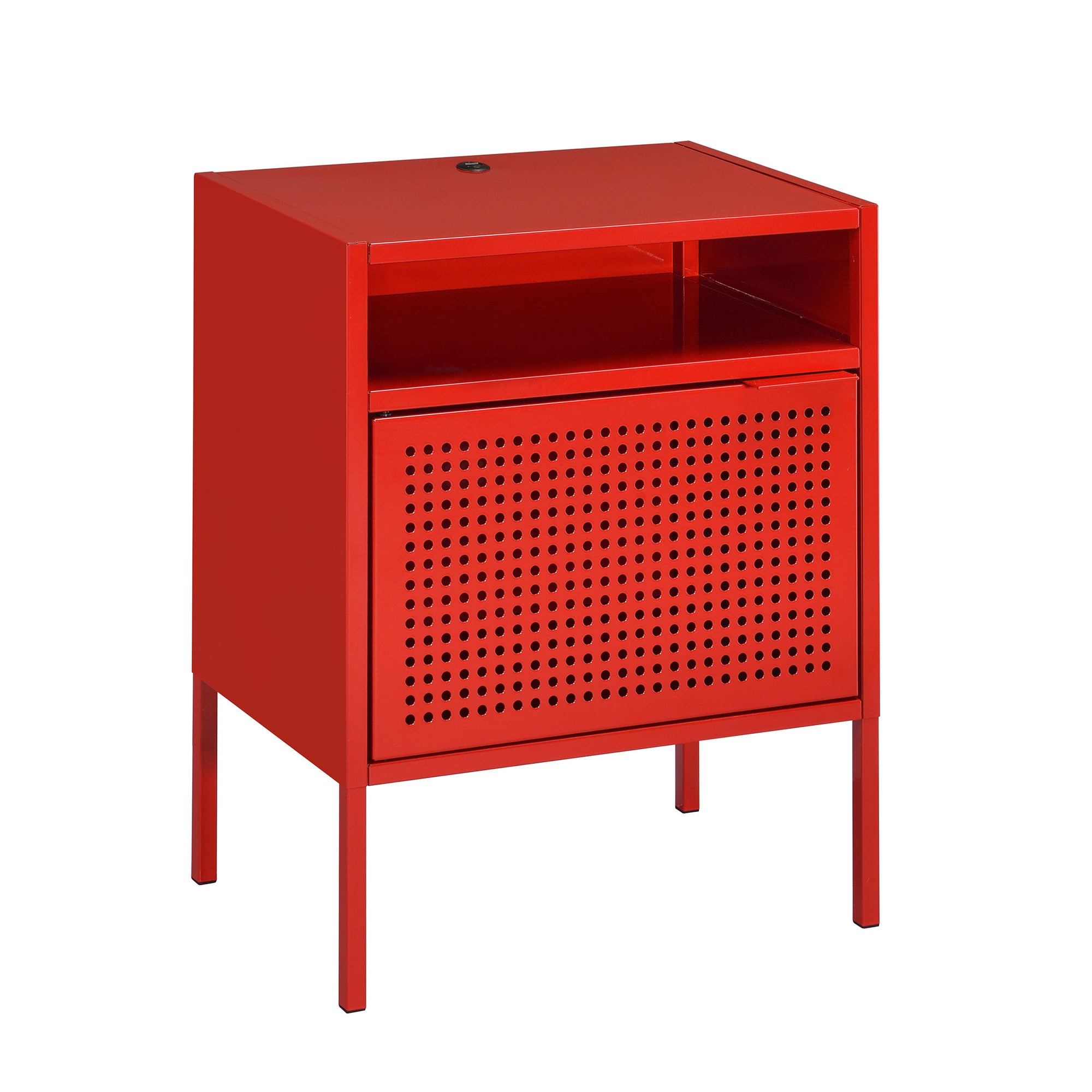 Ember Nightstand (C-1094) Red Nightstand W/ Usb