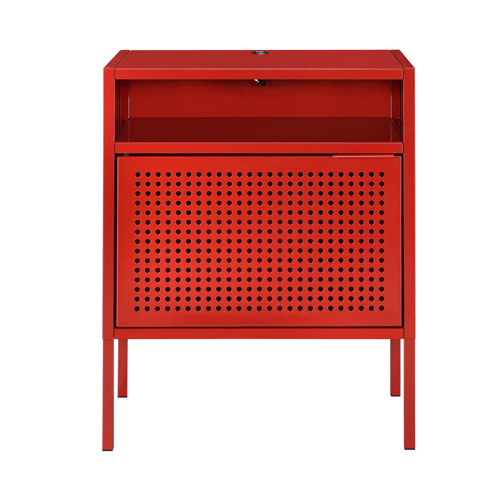 Ember Nightstand (C-1094) Red Nightstand W/ Usb