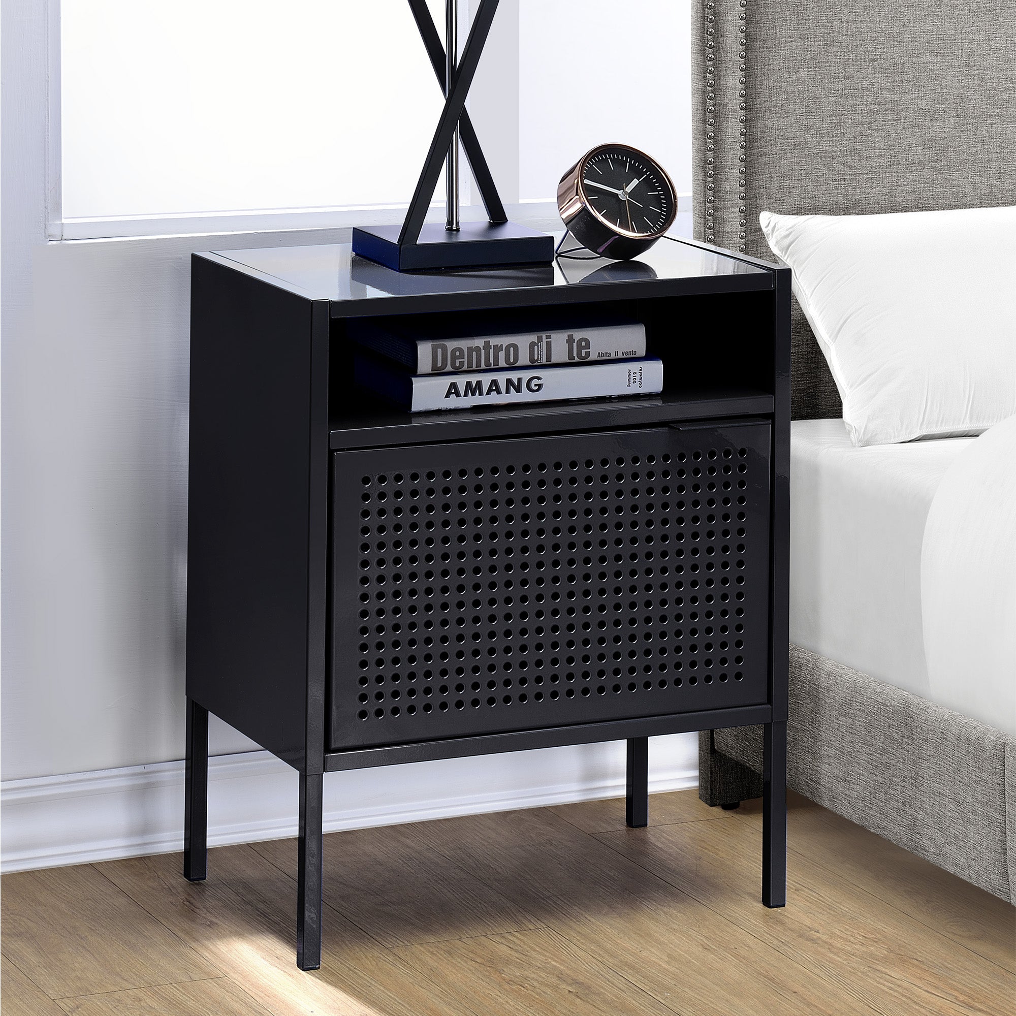 Ember Nightstand (C-1094) Black Nightstand W/ Usb