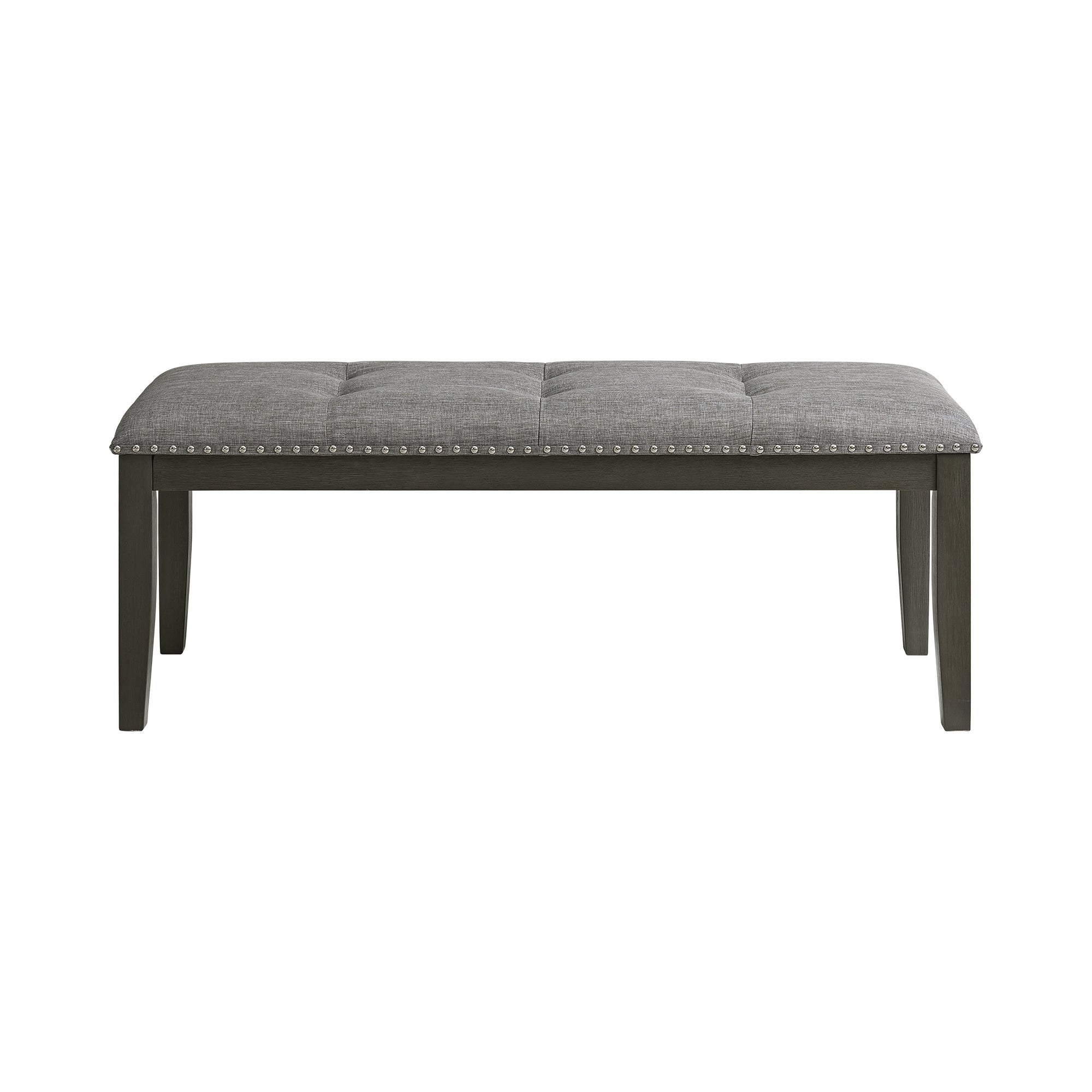 Everdeen Bench W/ Grey Fabric And Nail Heads In Charcoal