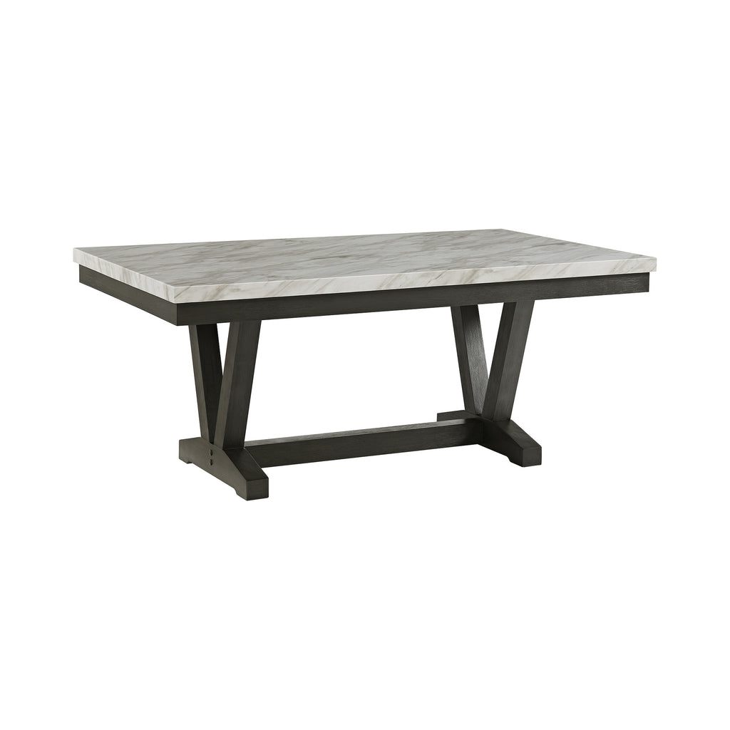 Everdeen Dining Table W/ White Faux Marble Top In Charcoal