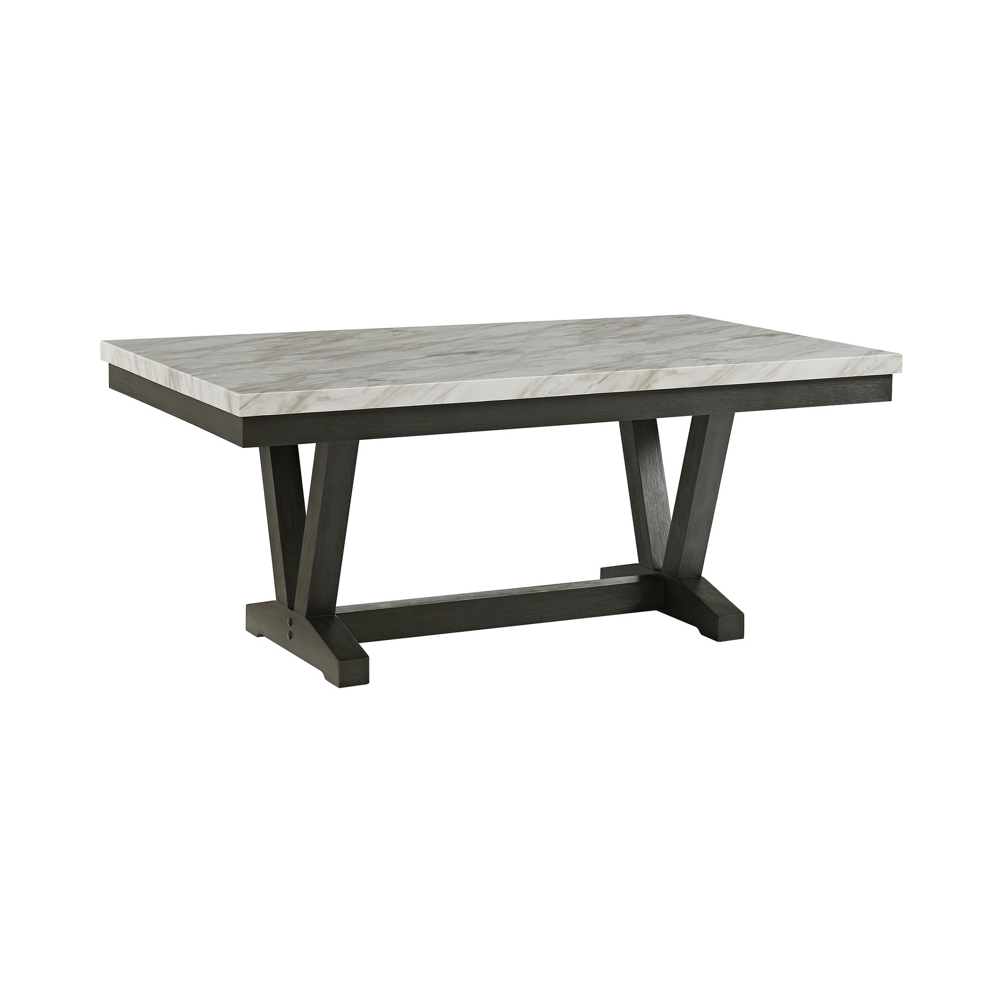 Everdeen Dining Table W/ White Faux Marble Top In Charcoal