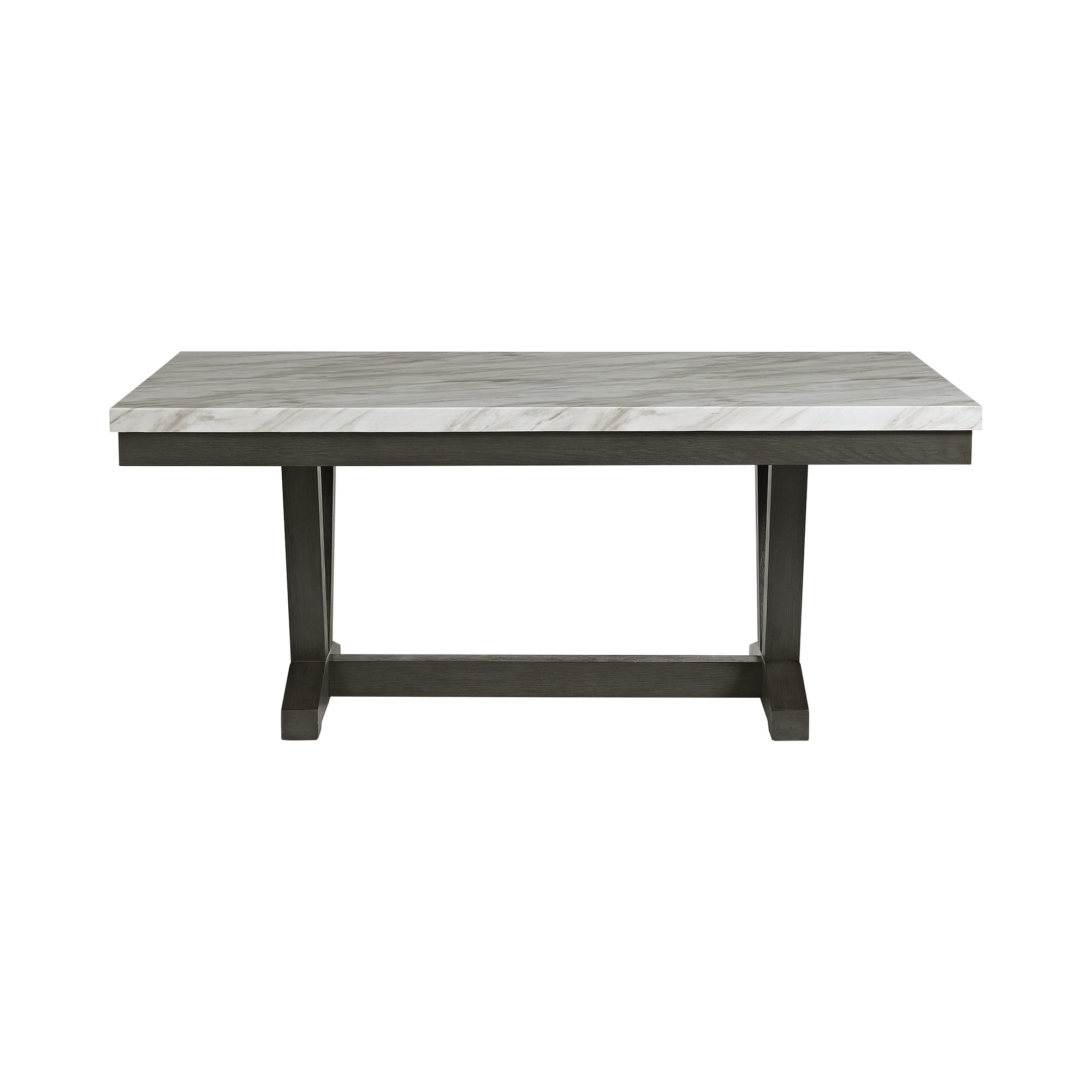Everdeen Dining Table W/ White Faux Marble Top In Charcoal