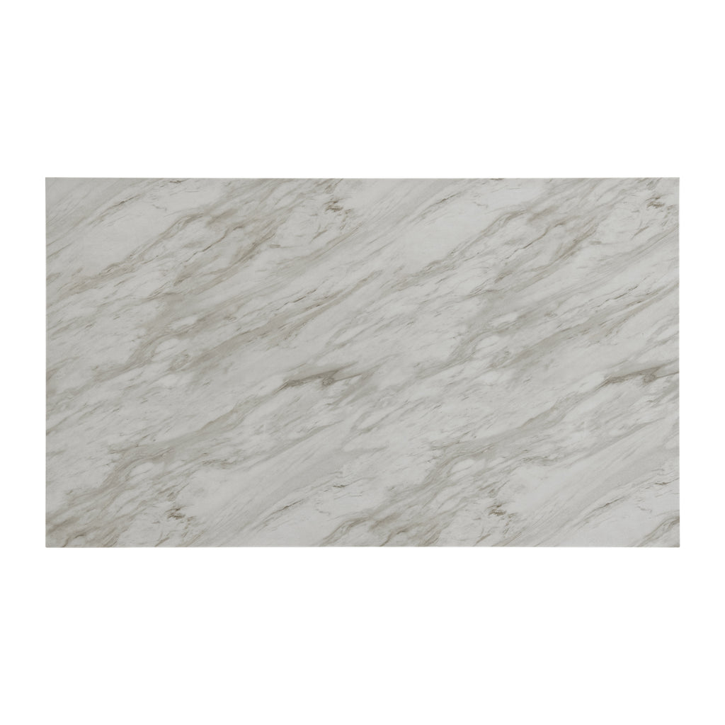 Everdeen Dining Table W/ White Faux Marble Top In Charcoal
