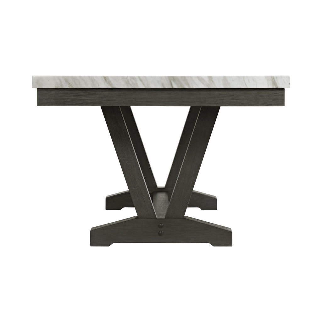 Everdeen Dining Table W/ White Faux Marble Top In Charcoal