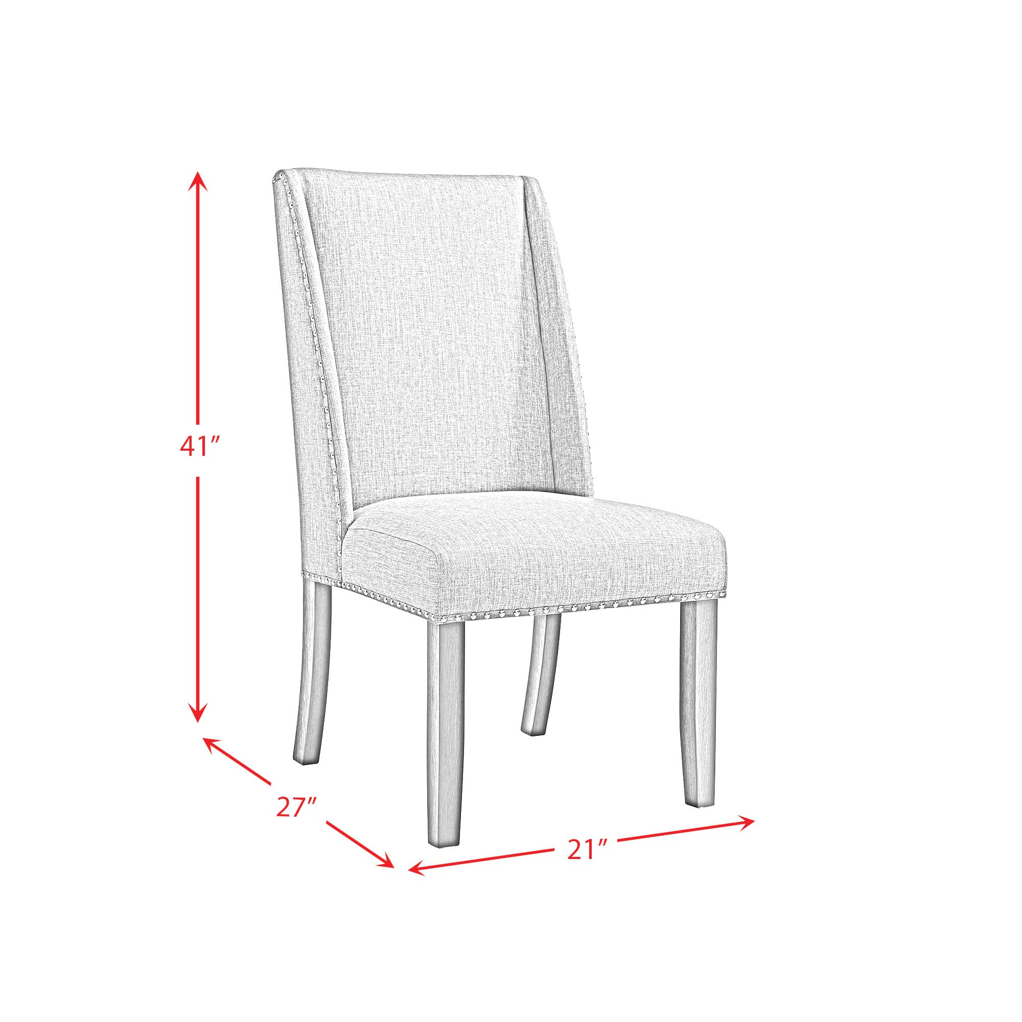 Everdeen Side Chair W/ Grey Fabric And Nail Heads In Charcoal (2 Per Carton)