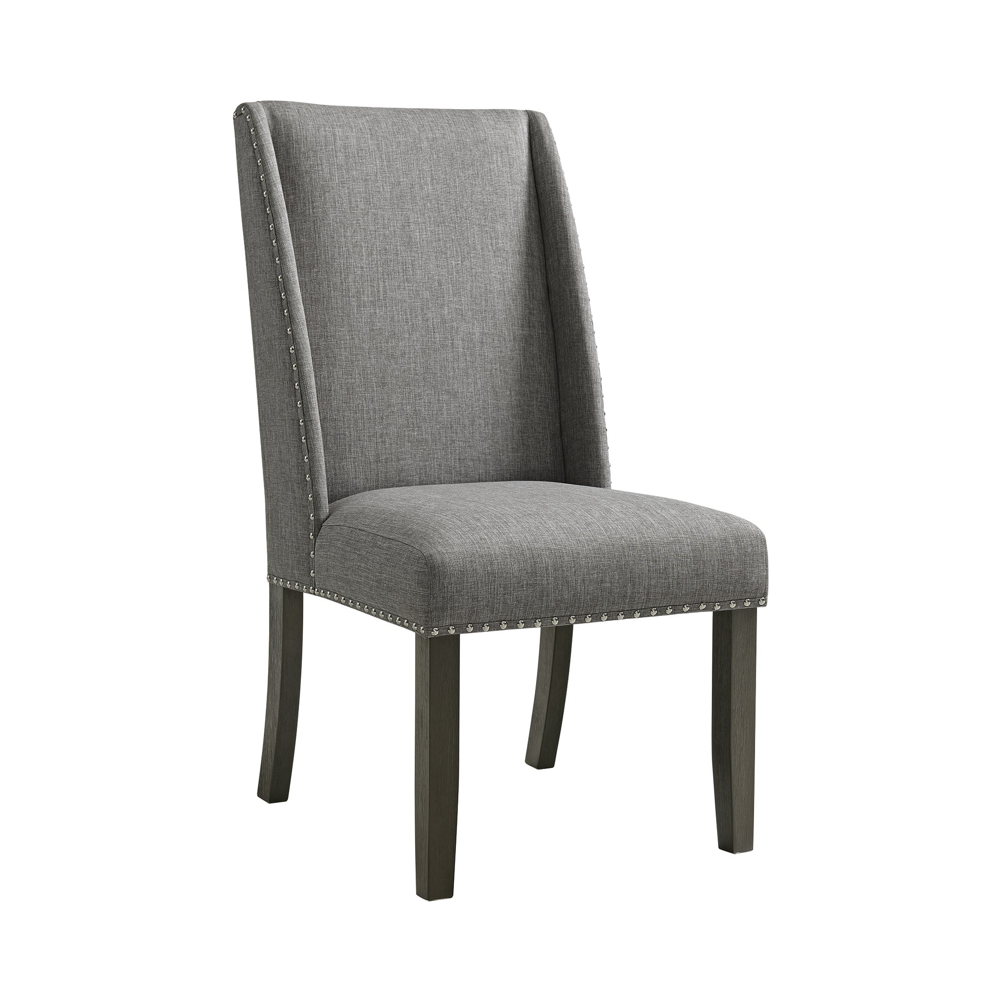 Everdeen Side Chair W/ Grey Fabric And Nail Heads In Charcoal (2 Per Carton)