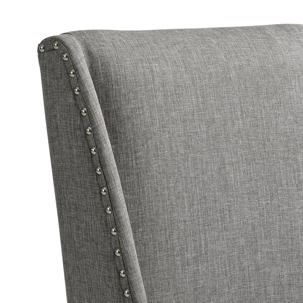 Everdeen Side Chair W/ Grey Fabric And Nail Heads In Charcoal (2 Per Carton)
