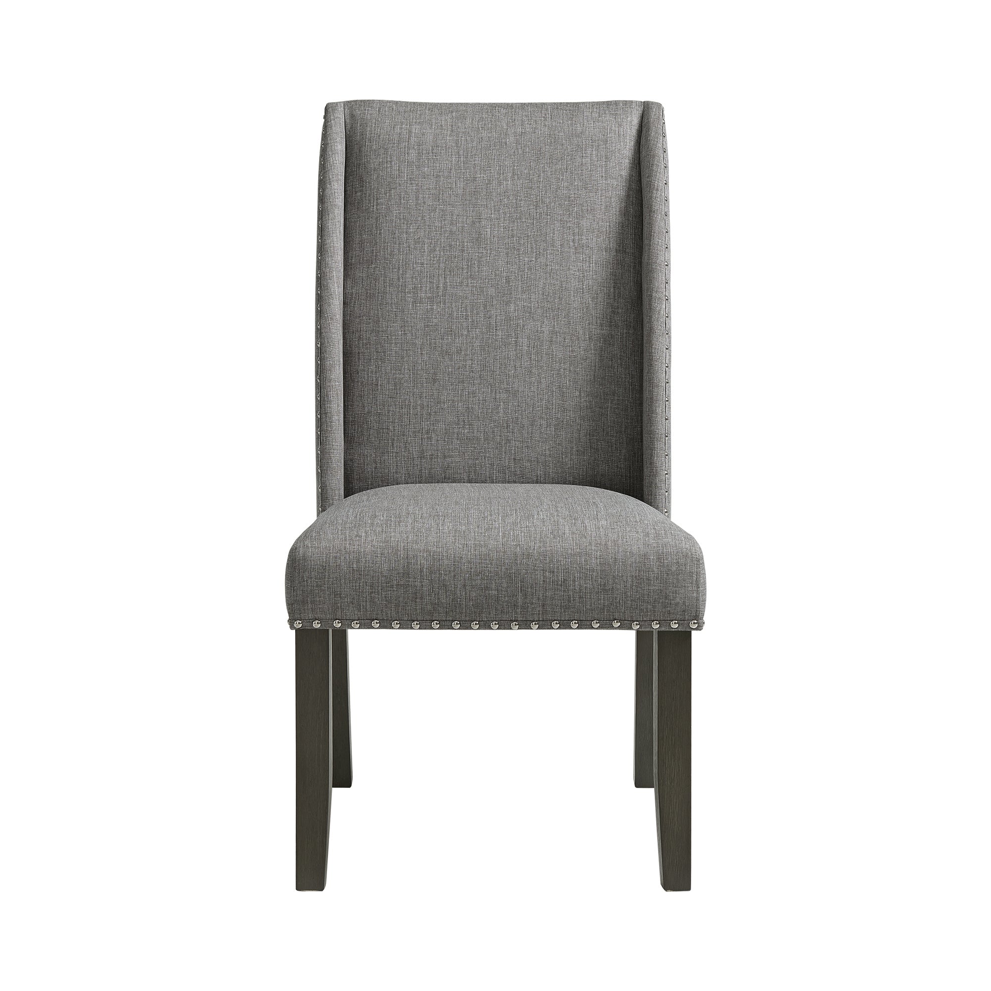 Everdeen Side Chair W/ Grey Fabric And Nail Heads In Charcoal (2 Per Carton)