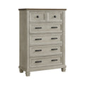 Farmington 5-Drawer Chest In Medium Brown And Washed Stone