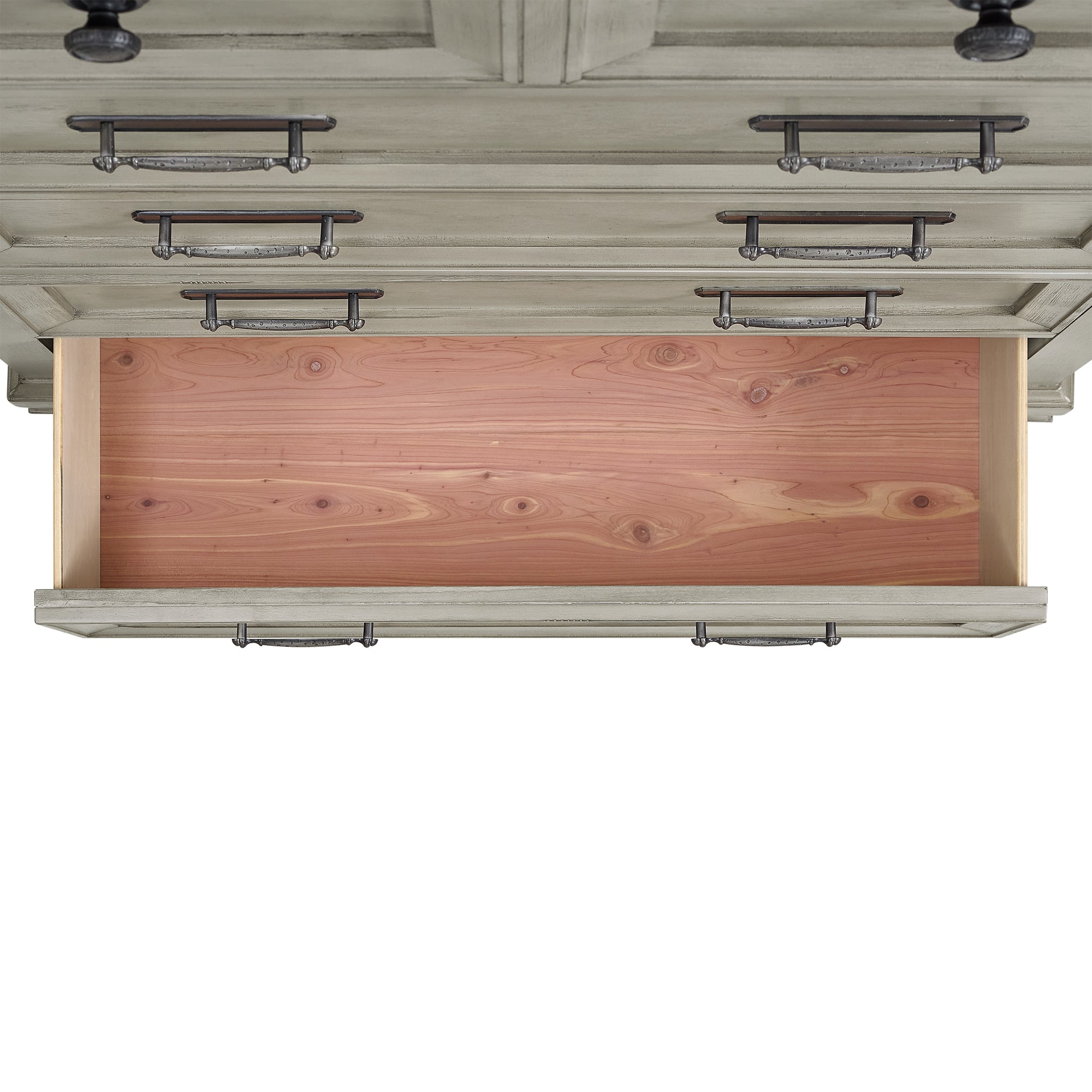 Farmington 5-Drawer Chest In Medium Brown And Washed Stone