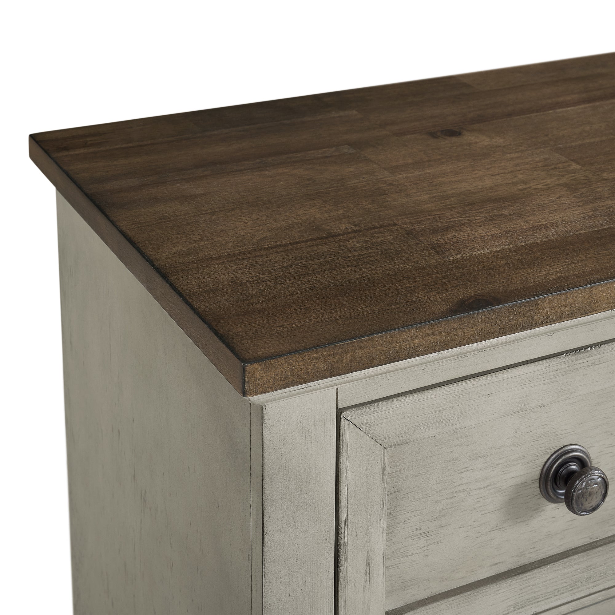Farmington 9-Drawer Dresser In Medium Brown And Washed Stone