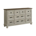 Farmington 9-Drawer Dresser In Medium Brown And Washed Stone