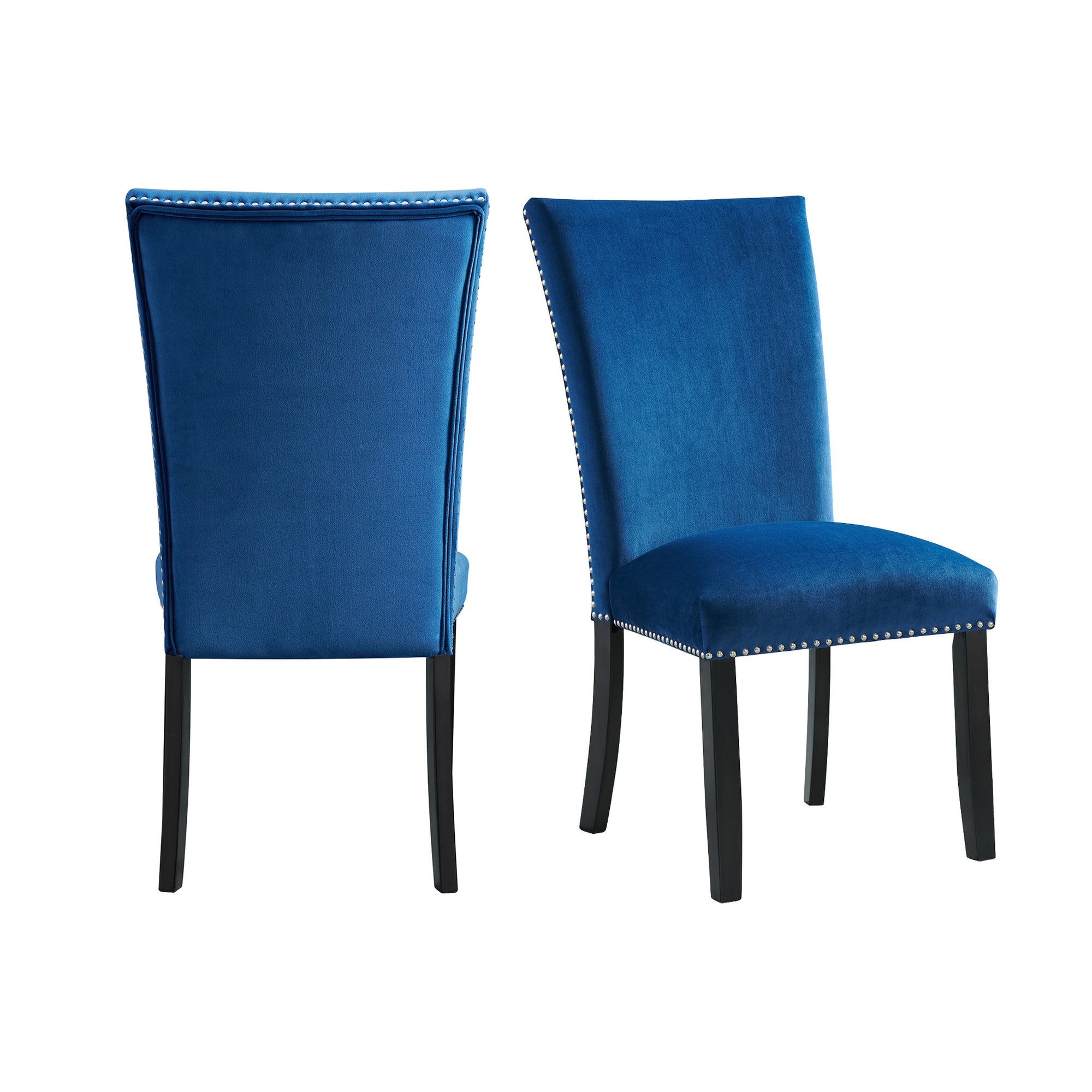 Francesca Rectangular Dining Blue Velvet Side Chair (2 Per Pack)