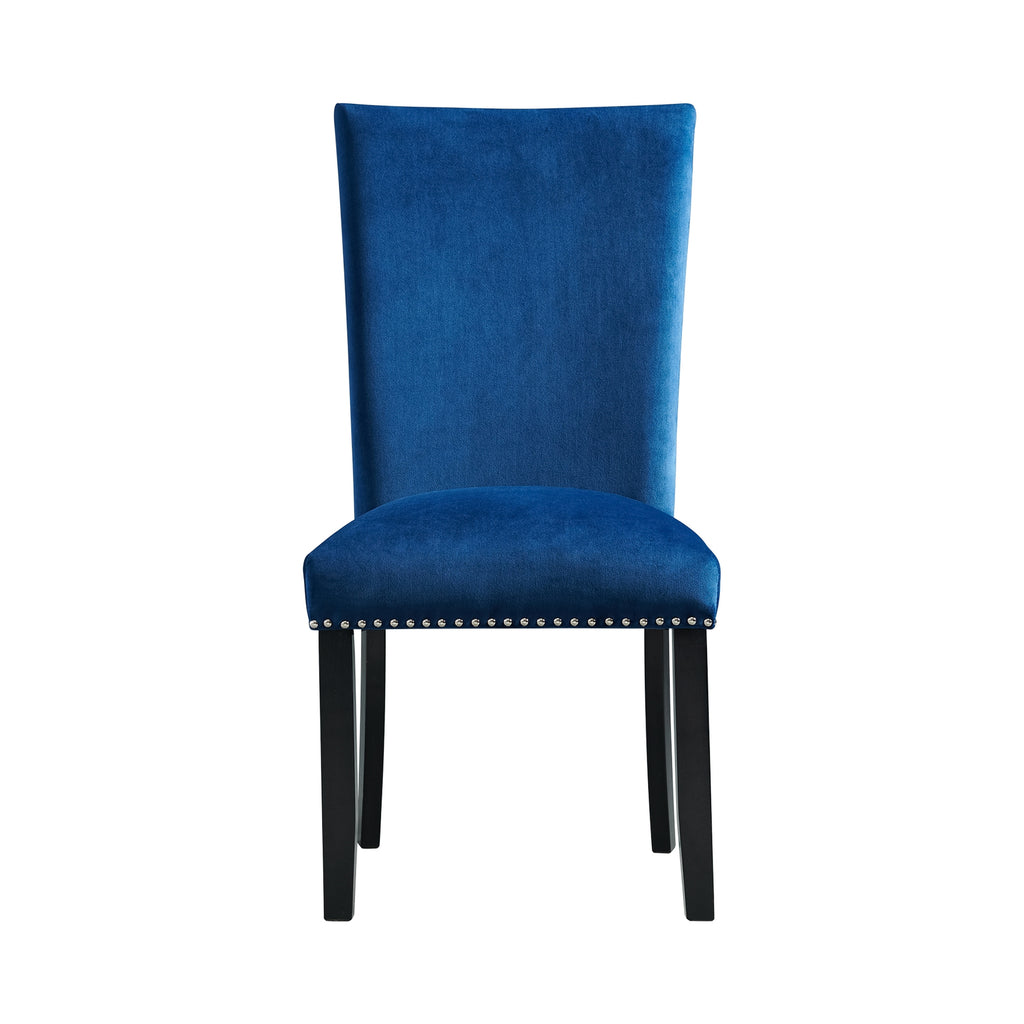 Francesca Rectangular Dining Blue Velvet Side Chair (2 Per Pack)