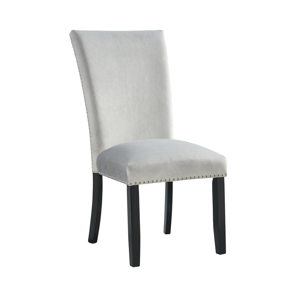 Francesca Rectangular Dining Grey Velvet Side Chair W/ Nailhead Trim (2 Per Pack)