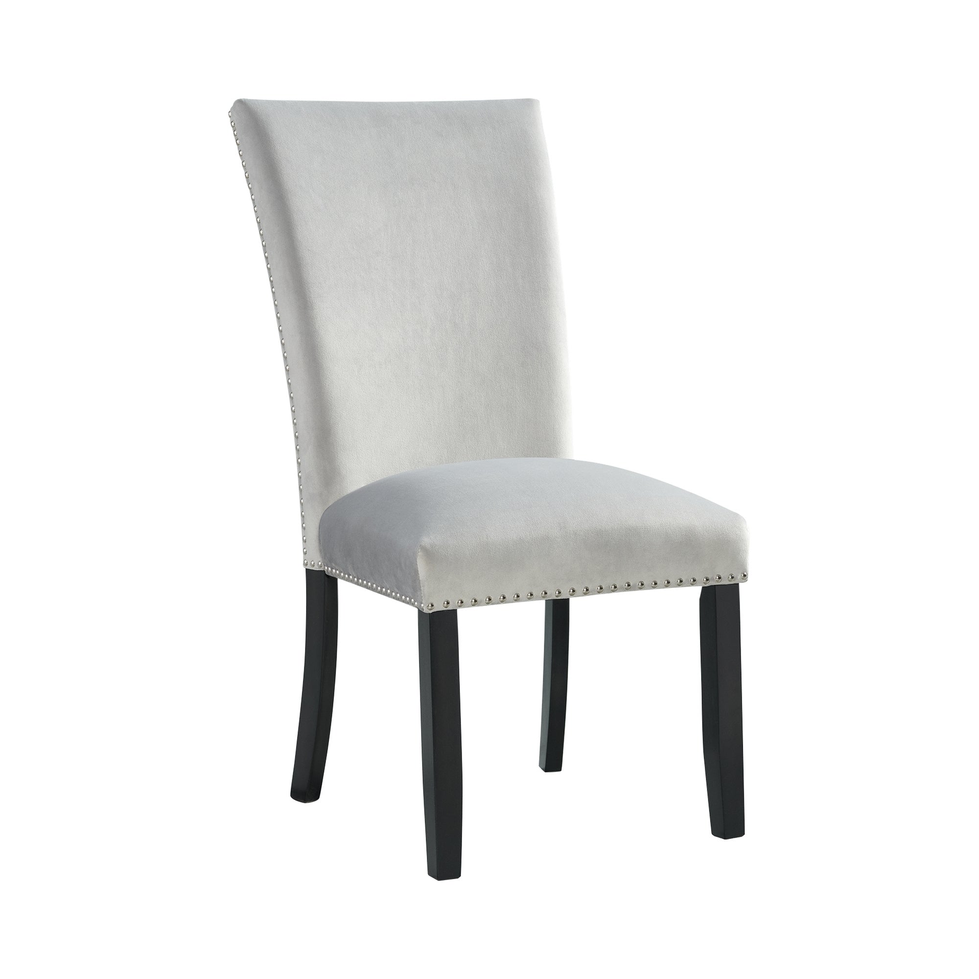 Francesca Rectangular Dining Grey Velvet Side Chair W/ Nailhead Trim (2 Per Pack)