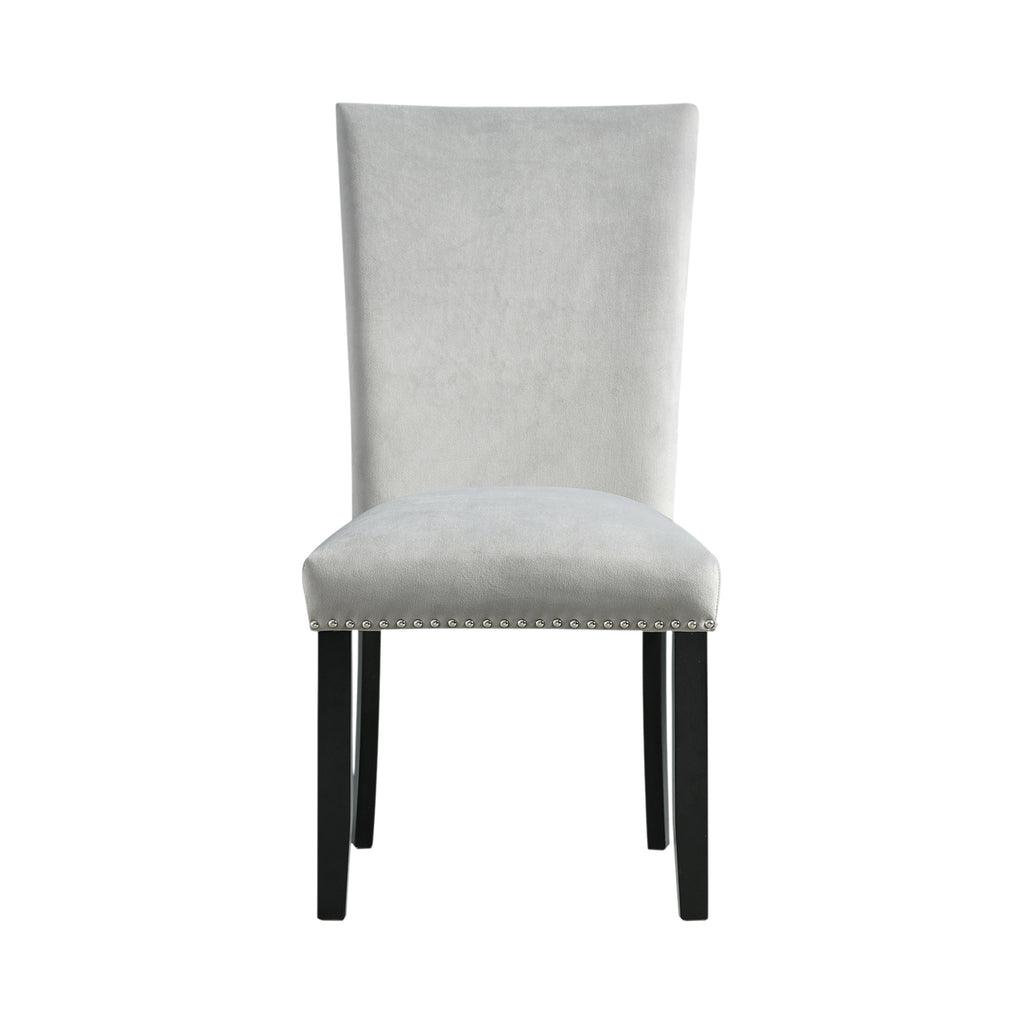 Francesca Rectangular Dining Grey Velvet Side Chair W/ Nailhead Trim (2 Per Pack)
