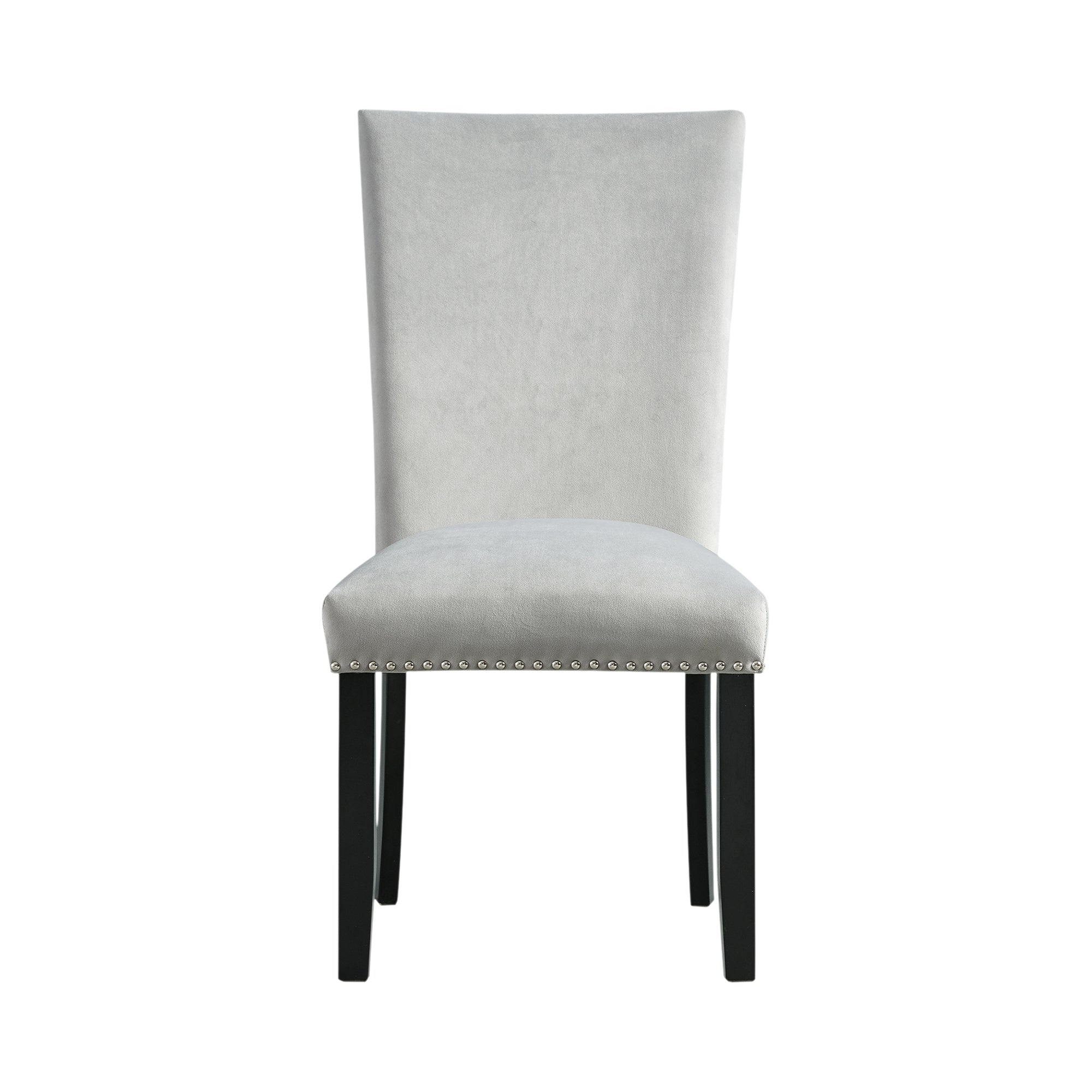 Francesca Rectangular Dining Grey Velvet Side Chair W/ Nailhead Trim (2 Per Pack)