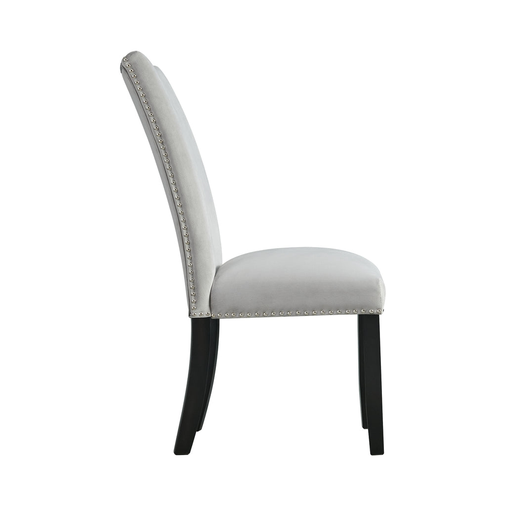 Francesca Rectangular Dining Grey Velvet Side Chair W/ Nailhead Trim (2 Per Pack)