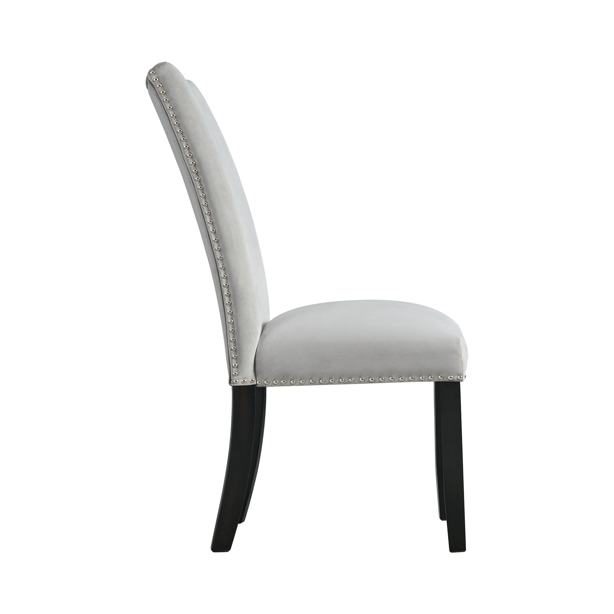 Francesca Rectangular Dining Grey Velvet Side Chair W/ Nailhead Trim (2 Per Pack)