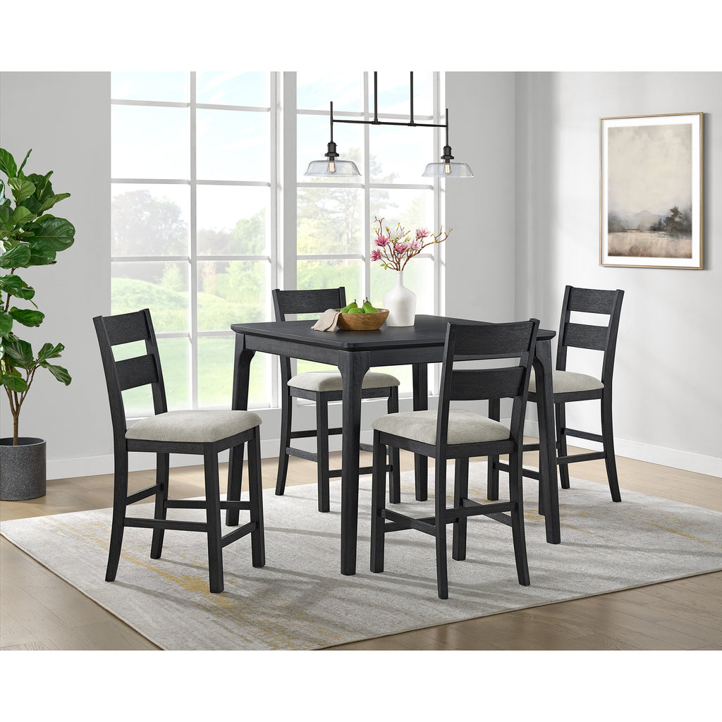 Garcia 5Pc Counter Set With Table And 4 Chairs In Black