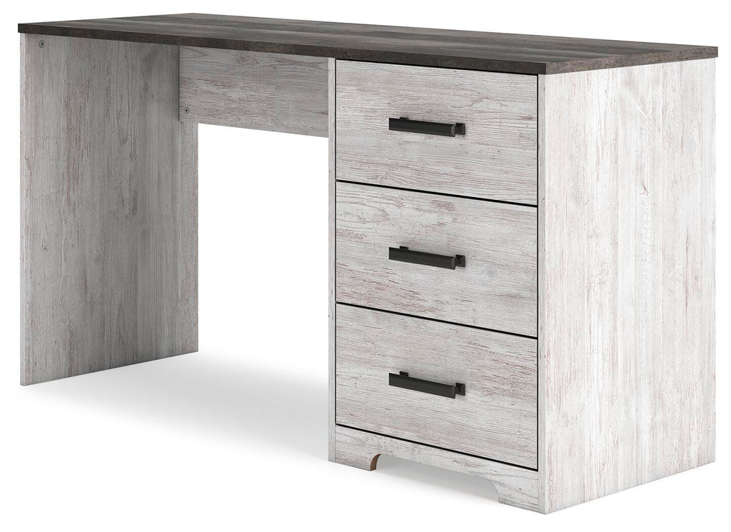 Shawburn 54" Home Office Desk in White/Dark Charcoal Gray, angle view