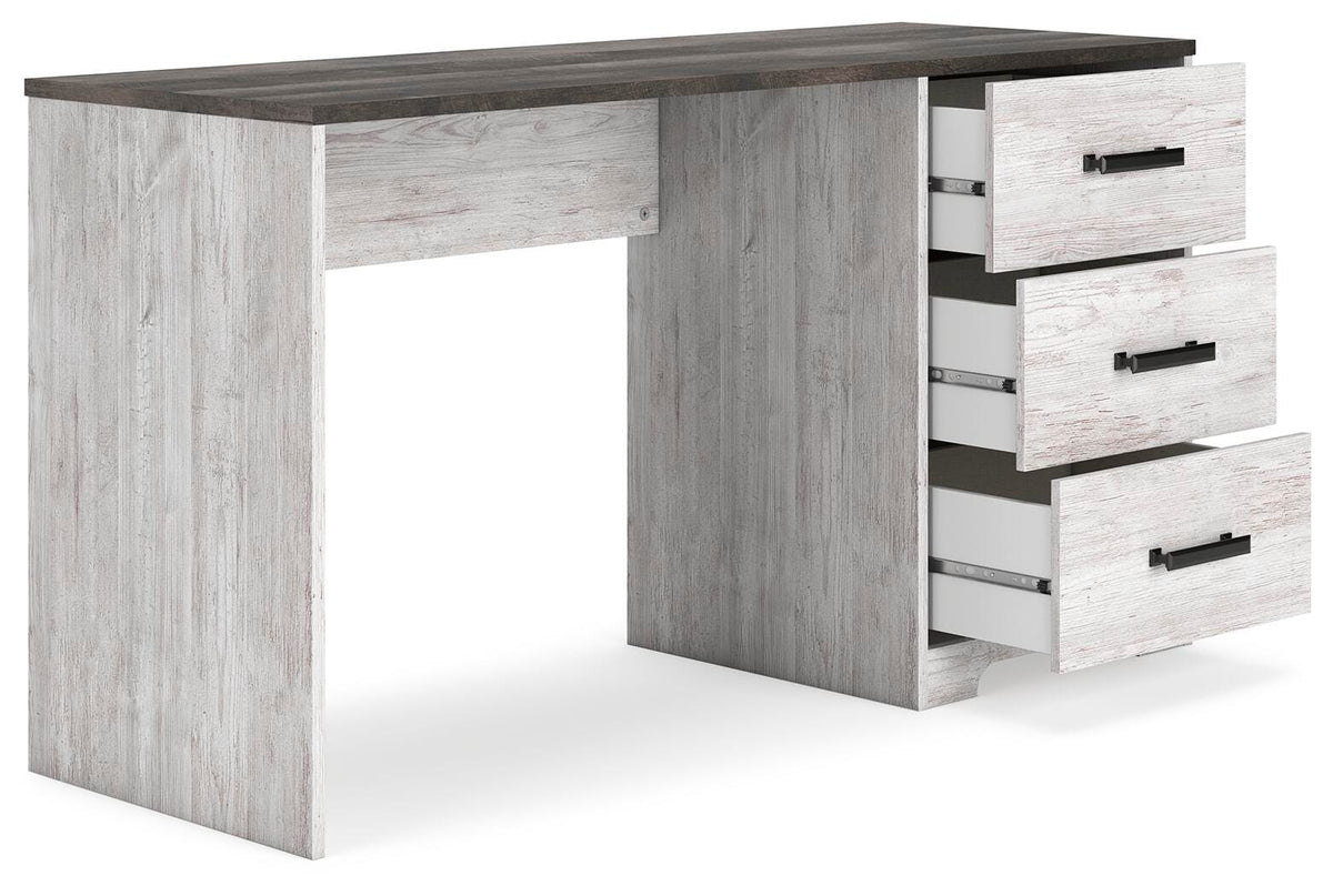 Shawburn 54" Home Office Desk in White/Dark Charcoal Gray, open view