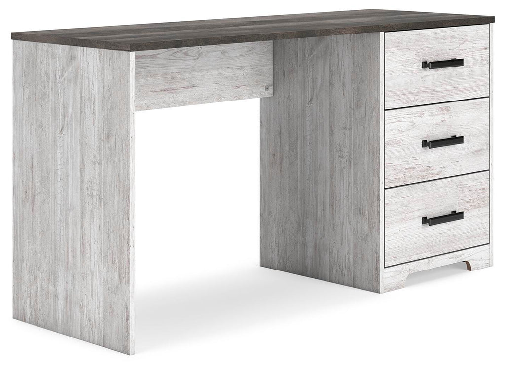Shawburn 54" Home Office Desk in White/Dark Charcoal Gray, angle view